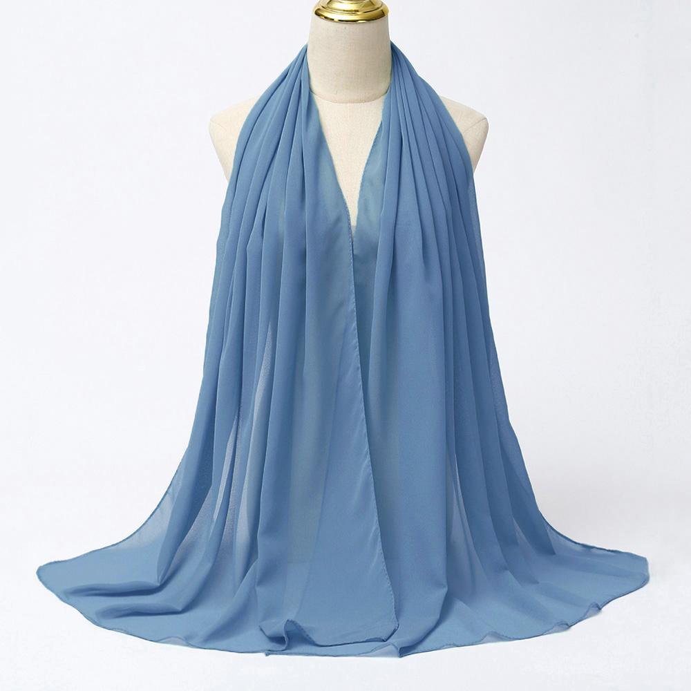 Muzułmańska Chiffonowa Szal Hijab Kobiety Długi Jednolity Kolor Nakrycie Głowy Dla Kobiet Hidżaby Szaliki Panie Muzułmańska Woalka Hidżaby z Jerseyu