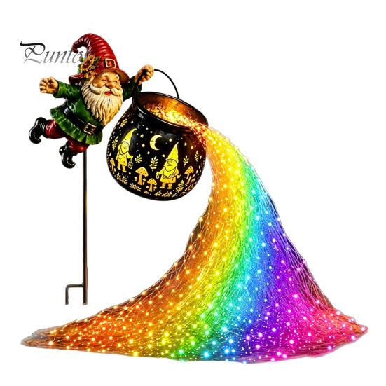 No Wire Driveway Lighting Flying Cauldron Solar Garden Light, Gnome LED Yard Stake Lamp with Auto Motion Sensor Security Light On/Off Sensor,