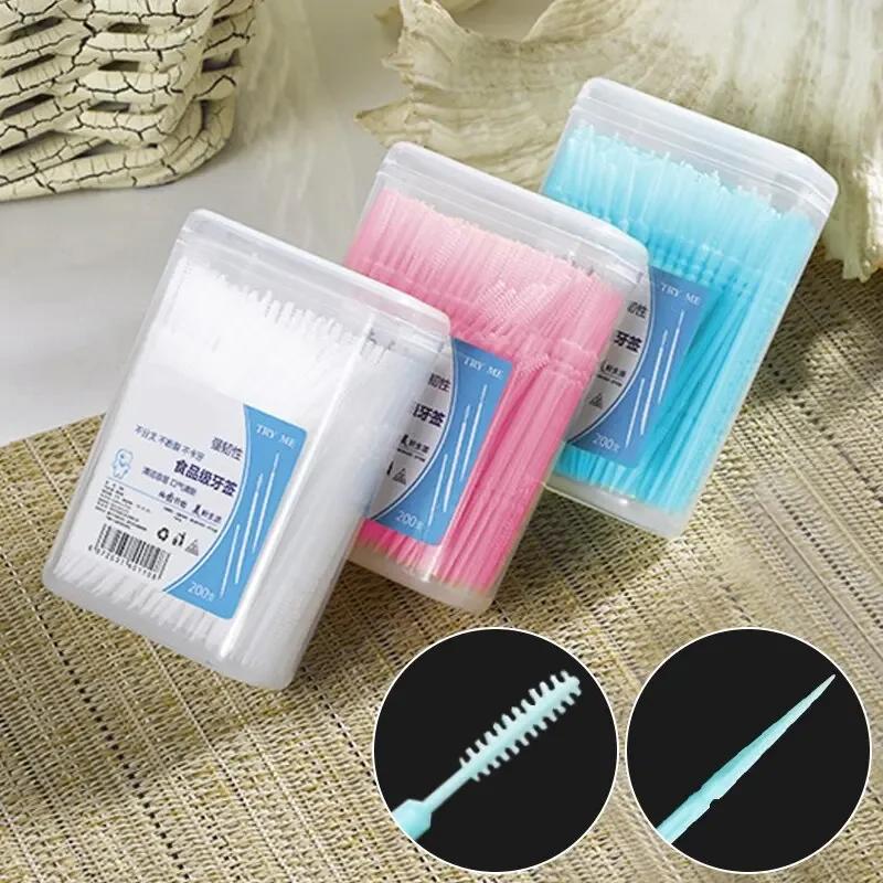 Dual-End Disposable Toothpicks - Ultra-Thin Premium Family Pack (200 Pcs), Portable Creative Fruit Picks for Personal & Home Use