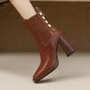 Vintage Women Chelsea Boots Fashion Elegant Square Toe Shoes Autumn Winter Thick High Heel Women's Short Booties