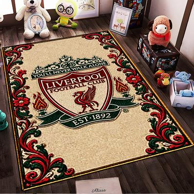 Liverpool Crest Floral Design Rug Non-slip Rug Suitable for Living Room and Bedroom Sofas