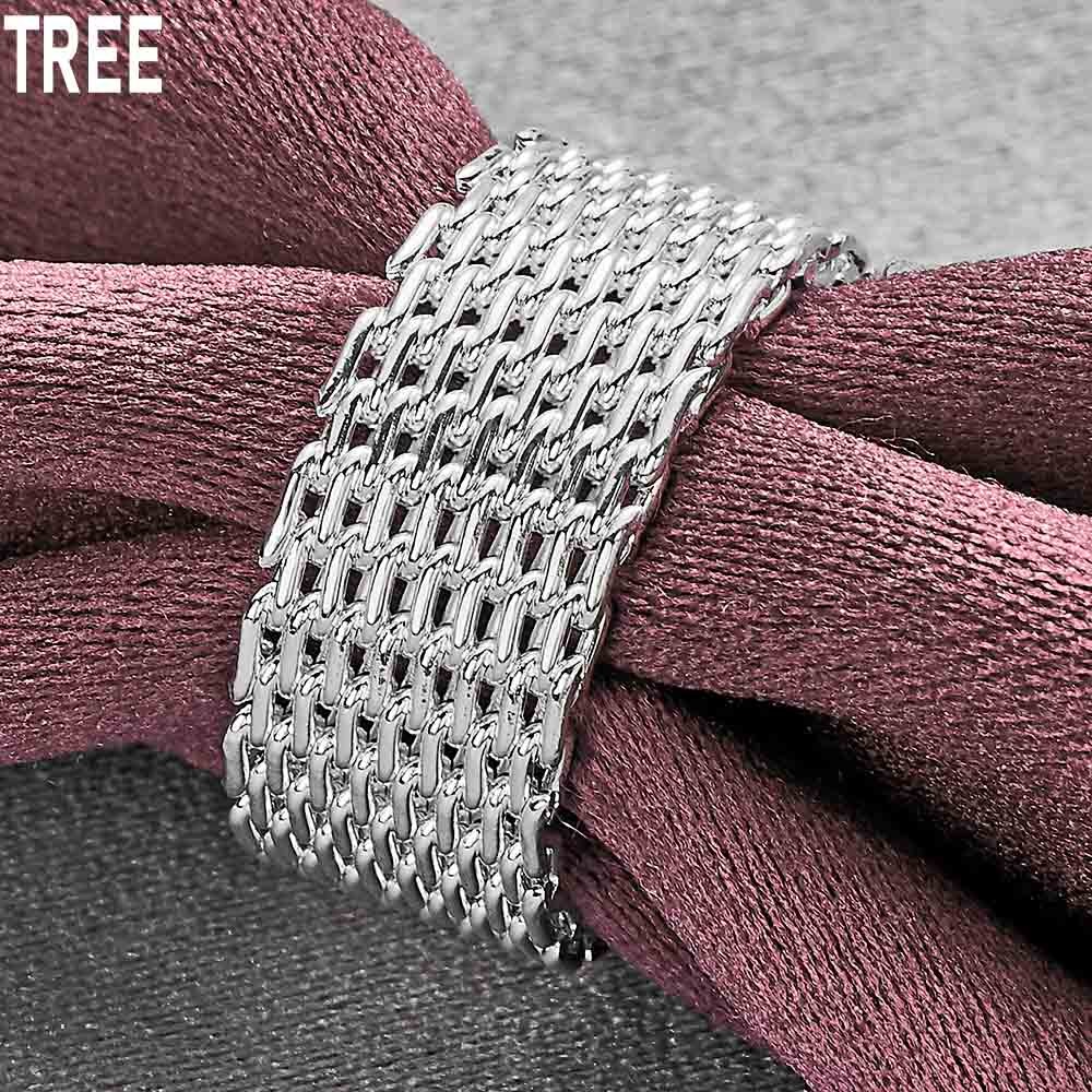 925 Sterling Silver Interwoven Mesh Ring Exquisite Charm Fashion Wedding Jewelry
