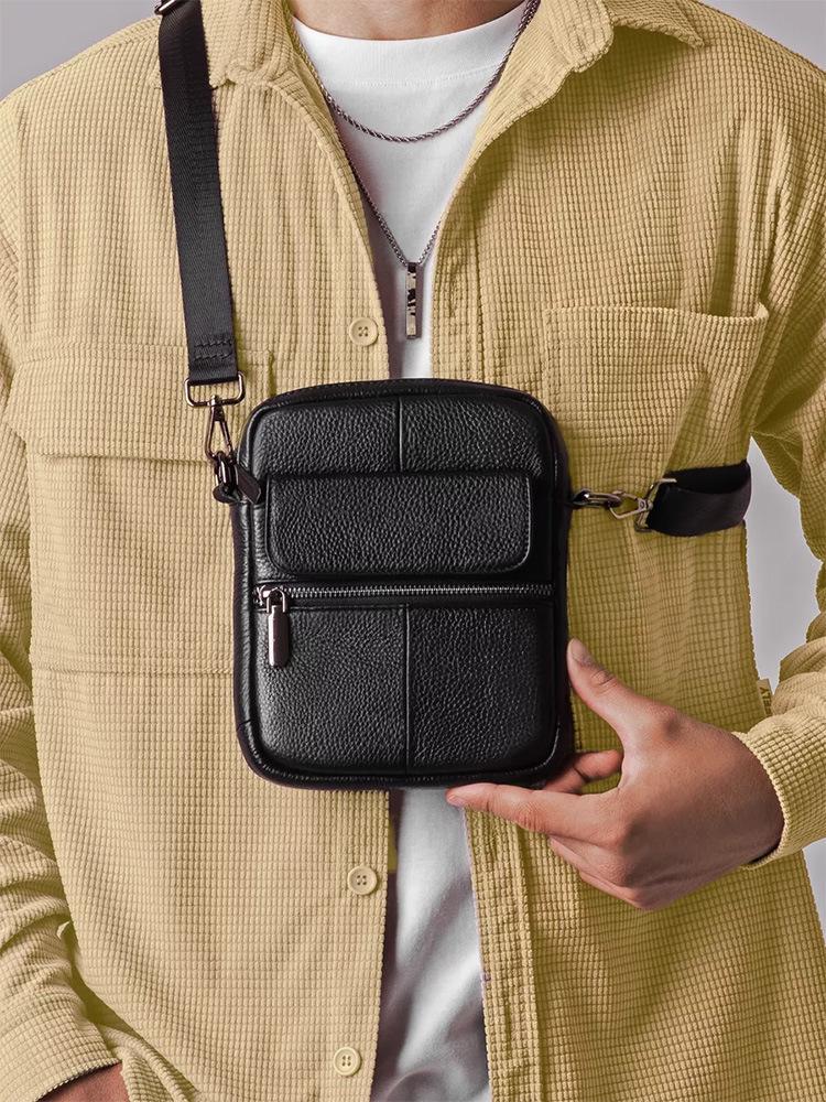 MASIWEI Herr Äkta Läder Axelväska - Bästsäljande Casual Crossbody Messenger Väska
