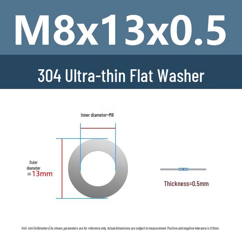 Yigu 304 Stainless Steel Flat Washer Shim Ring (Sizes M3, M4, M5, M8)