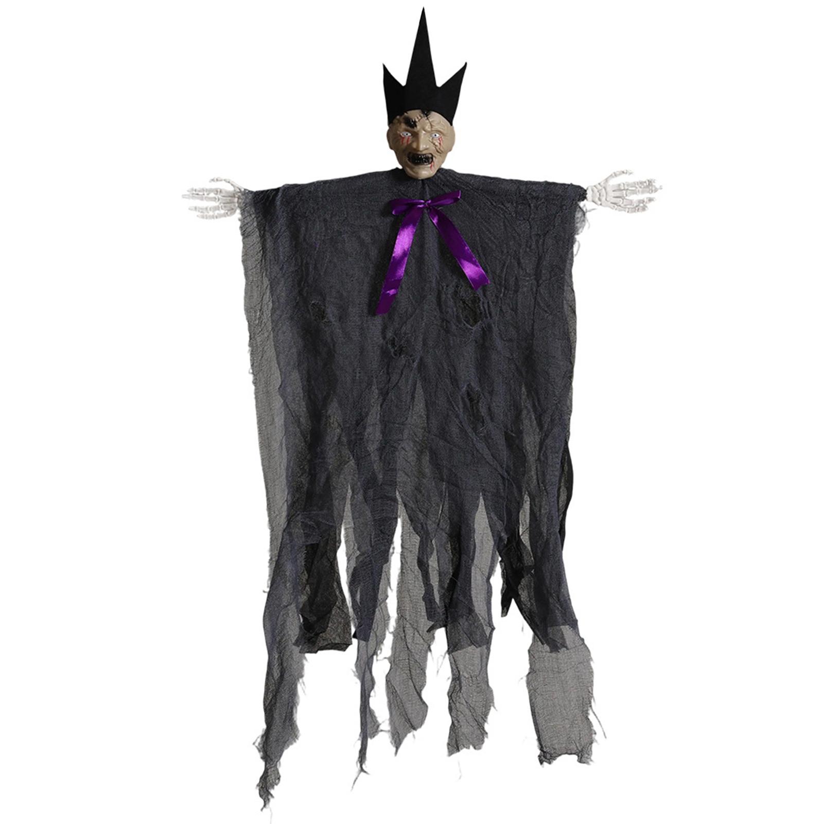 

Halloween Hanging Ghost Skull Decoration Scary Skeleton Prop for Haunted House Party Garden Outdoor Indoor Decor 90x55cm серый