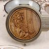 Portable Green Sandalwood Folding Vanity Mirror - Exquisite Round Design, 5 Styles Available