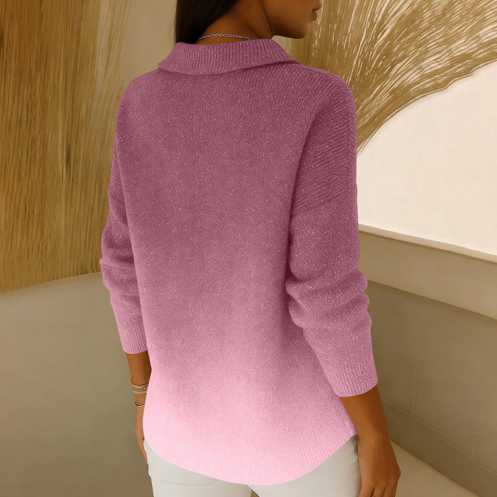 Damen Pailletten Strick Casual Pullover Tops Mode Langarm Pullover