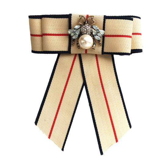 Men Neck Tie Plaid Pattern Faux Pearls Decor Bowknot Neck Tie Detachable Versatile Bowtie Outfit Accessories