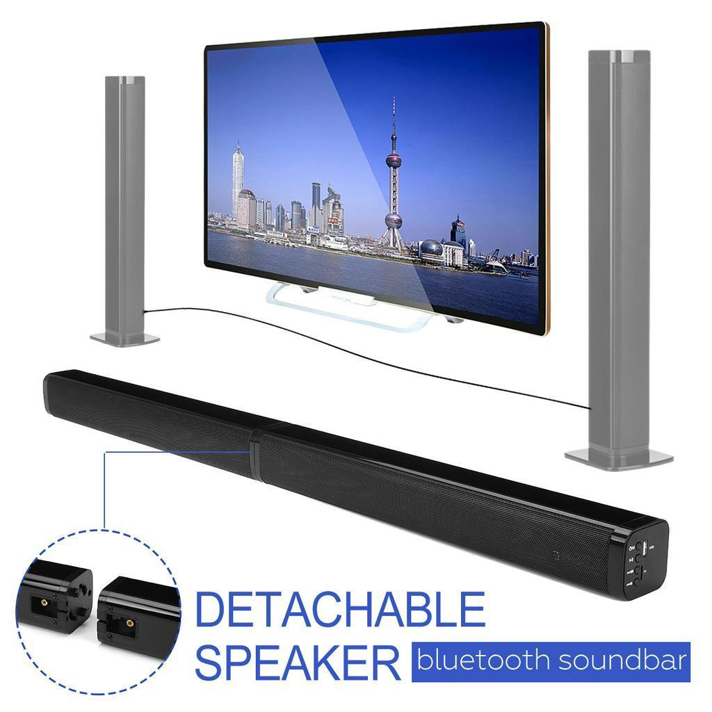 40W 5.0 Soundbar Detachable Bluetooth Speaker Super Bass Home Theater For TV PC US Plug Black