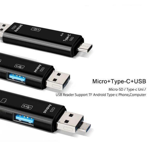 5 em 1 multifuncional usb 3.0 tipo c/usb/micro usb/tf leitor de cartão de memória adaptador de leitor de cartão otg