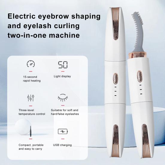 Electric Heated Eyelash Curler Eyebrow Trimmer 3 Temperature Modes USB Rechargeable Quick Heating Portable Travel Eye Lashes Clip Curling Tools