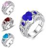 Elegant Women Ladies Rhinestone Princess Heart Shape Jewelry Wedding Ring