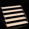 Acrylic Tiered Display Storage Shelf 2-5 Layers Wooden Ladder Organizer for Figure Collectible Showcase Use