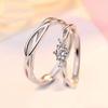 Romantic Couple Wedding Ring For Woman Men 2Pcs Love Heart Zircon Adjustable Rings Fashion Engaged Promise Jewelry Gifts