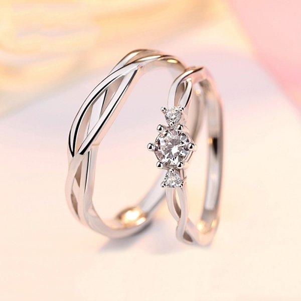 Romantic Couple Wedding Ring For Woman Men 2Pcs Love Heart Zircon Adjustable Rings Fashion Engaged Promise Jewelry Gifts