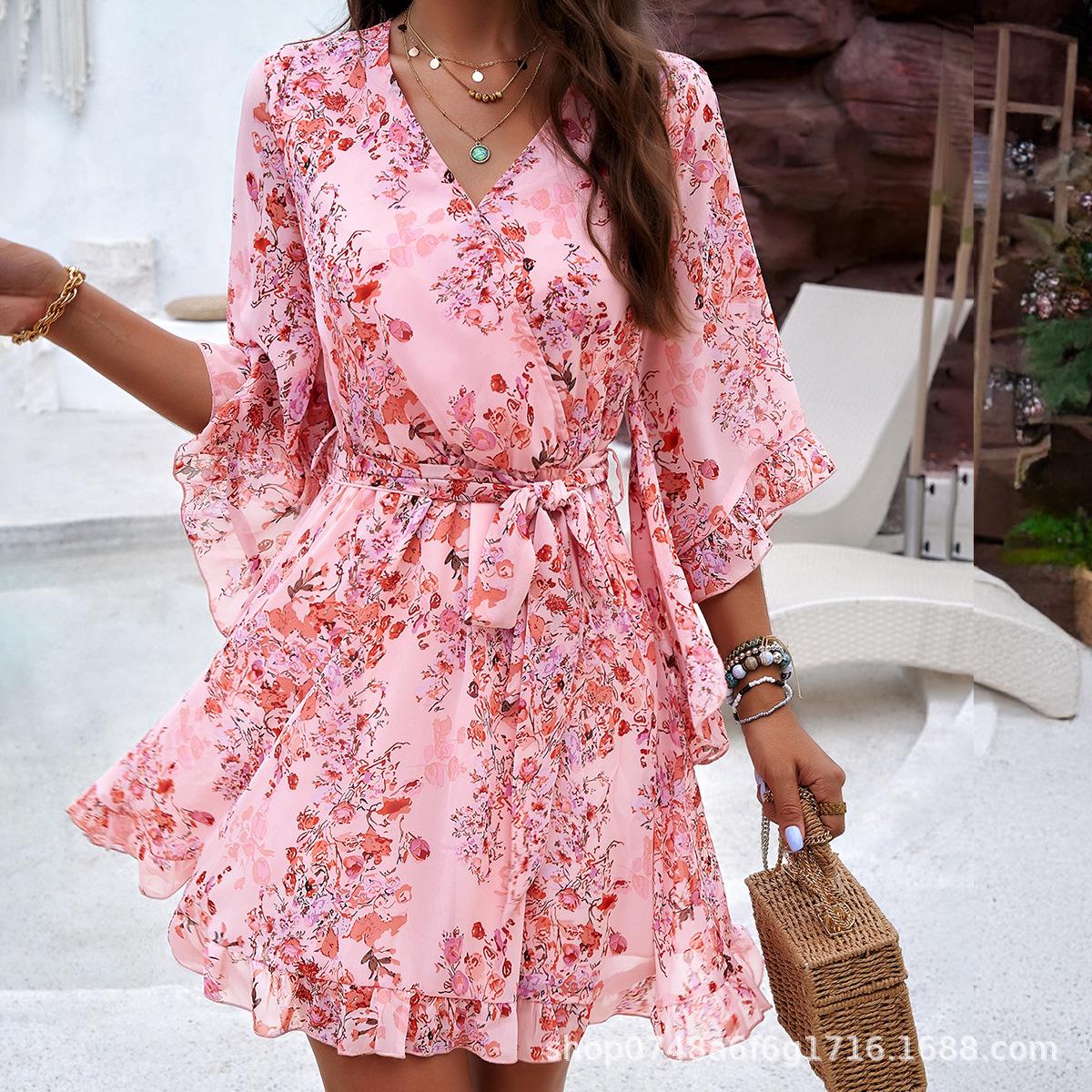 2026 Spring/Summer European & American Casual Printed Long Dress XL