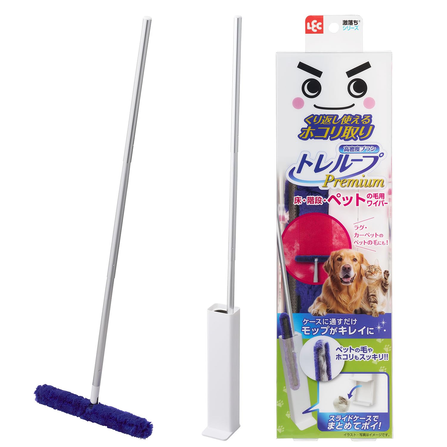 

LEC Gekiochi-kun High-Density Brush Treloop Premium (Floor/Stair Type / Pet Hair Type) Reusable Dust Remover / Mop stays clean when passed through the
