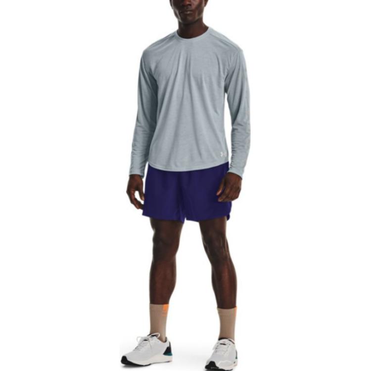 Under Armour Anywhere Training Slim Fit Long Sleeve T-Shirt Men Tops Blue 1379010-465