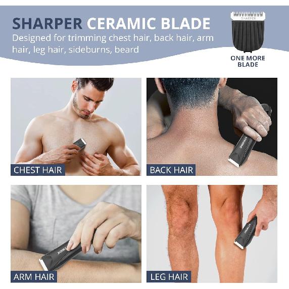 Electric Body Hair Trimmer for Men: Waterproof 2-in-1 Groin Hair Trimmer for Beard Hair Chest Hair Armpit Hair Legs Hair Pubic Hair (Black-2)