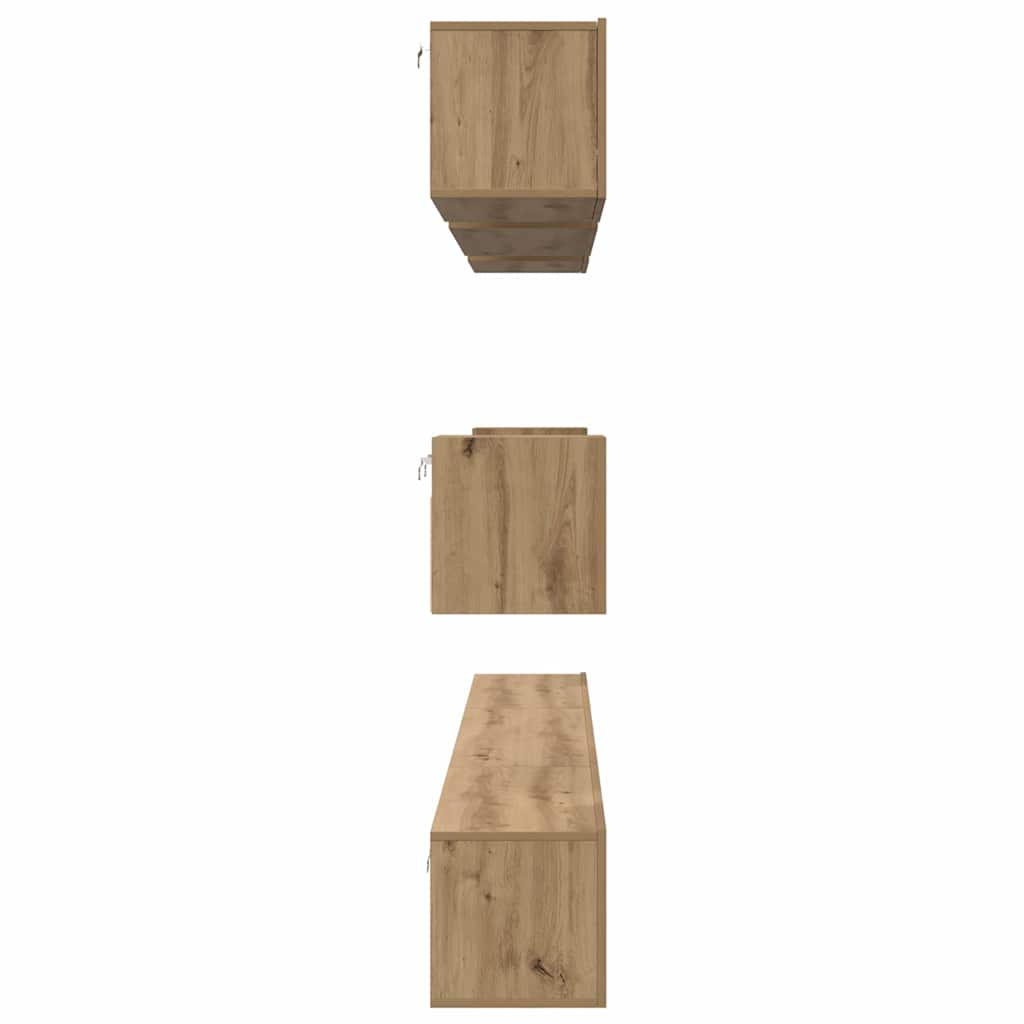Wall Mounted TV Cabinet Set 8 pcs Artisan Oak Wood Based Material