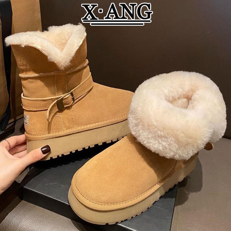 

Женские зимние водонепроницаемые нескользящие ботинки из овчины и меха на толстой подошве, с утолщенным теплым подкладом, большие хлопковые ботинки 40