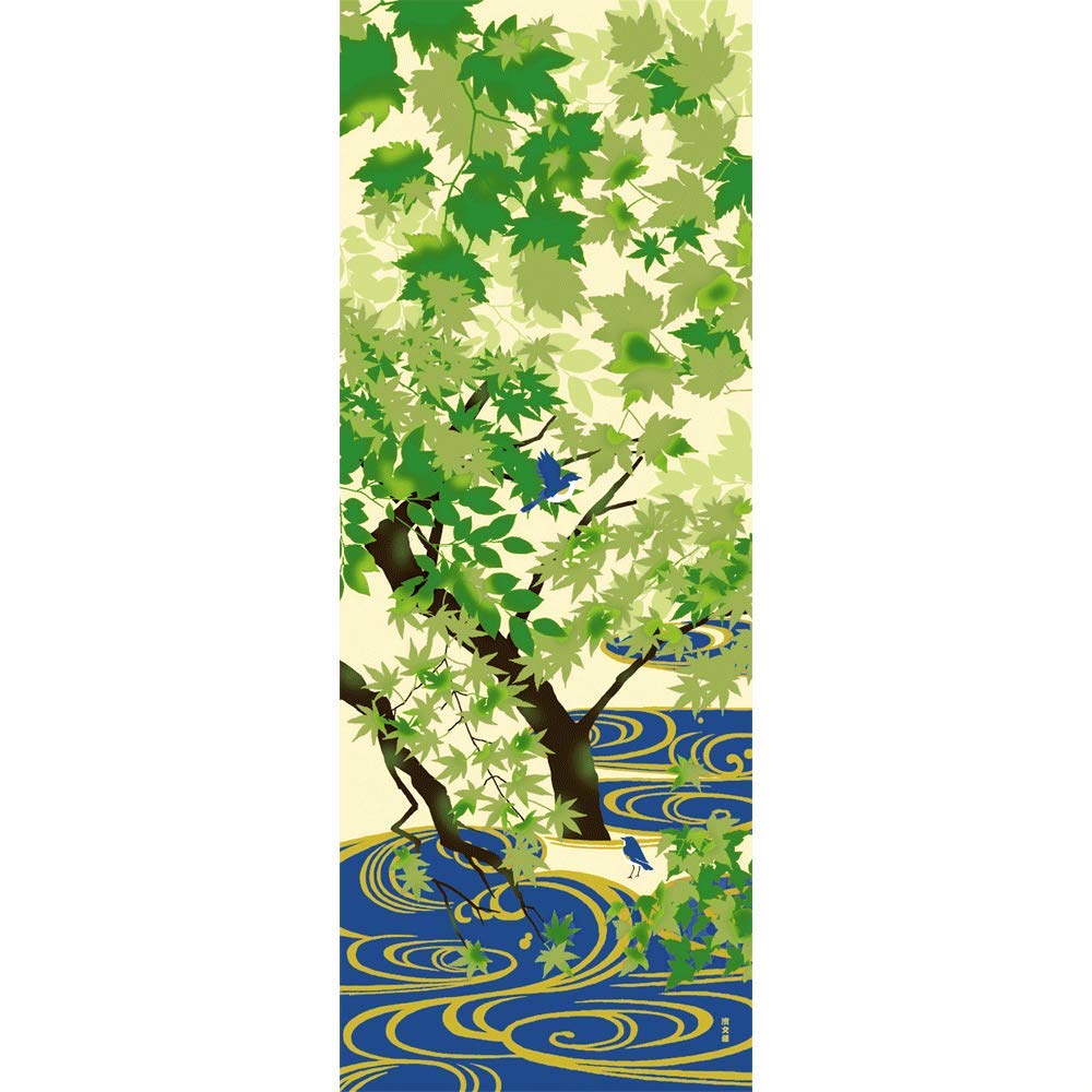 Hamamonyo Picture Tenugui Water Pattern and Spring Green (hand towel) -