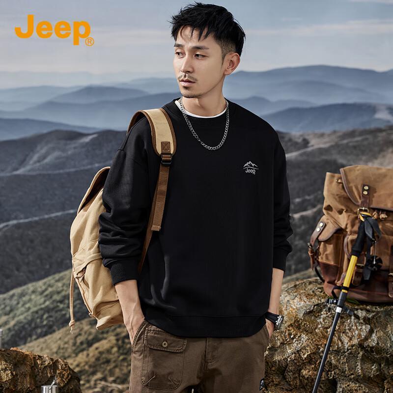 JEEP Men's Casual Loose Fit Round Neck Sweatshirt
