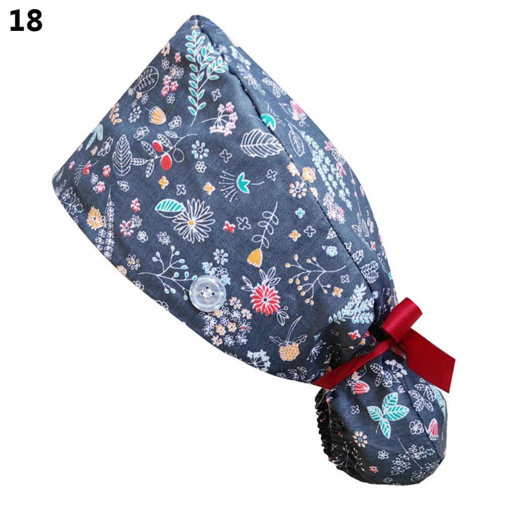 One Size Adjustable Cotton Tie Back Hats Long Hair Cap Working Hat Working Cap With Button