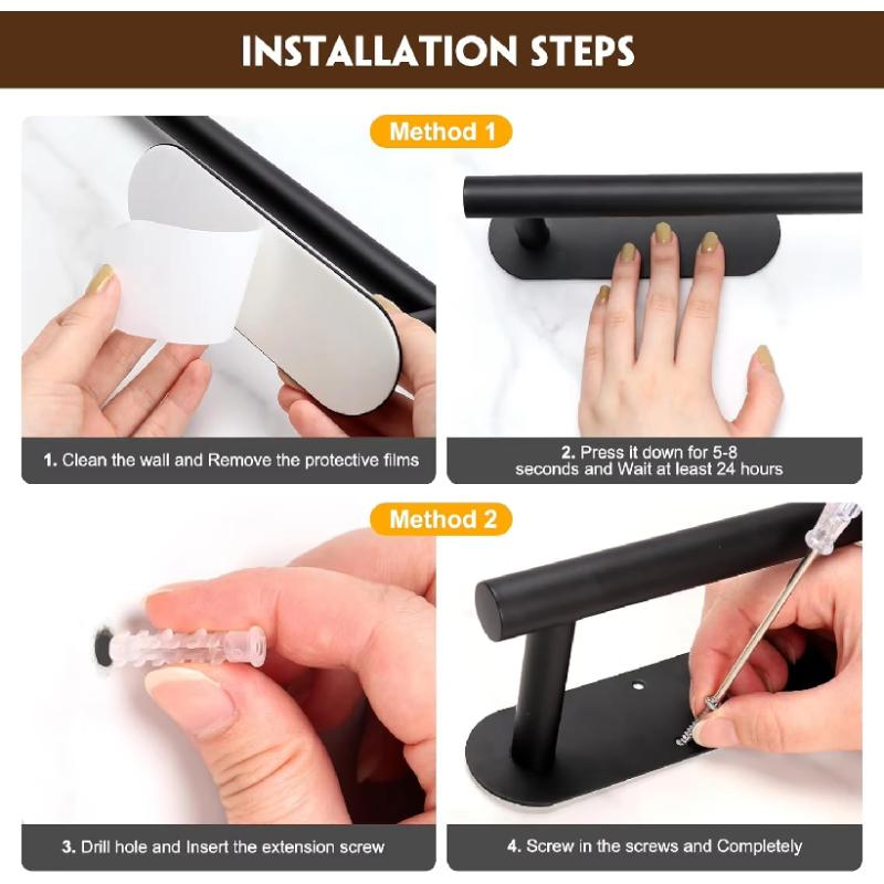 Stainless Steel Toilet Paper Holder, No Drilling Wall Mount Tissue Rack for Bathroom, Adhesive Toilet Roll Holder