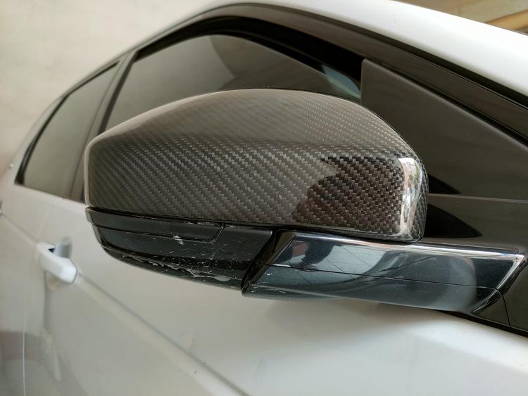 Highly Popular Dry Carbon Fiber Stick-on Mirror Covers for Jaguar F-PACE and E-PACE.