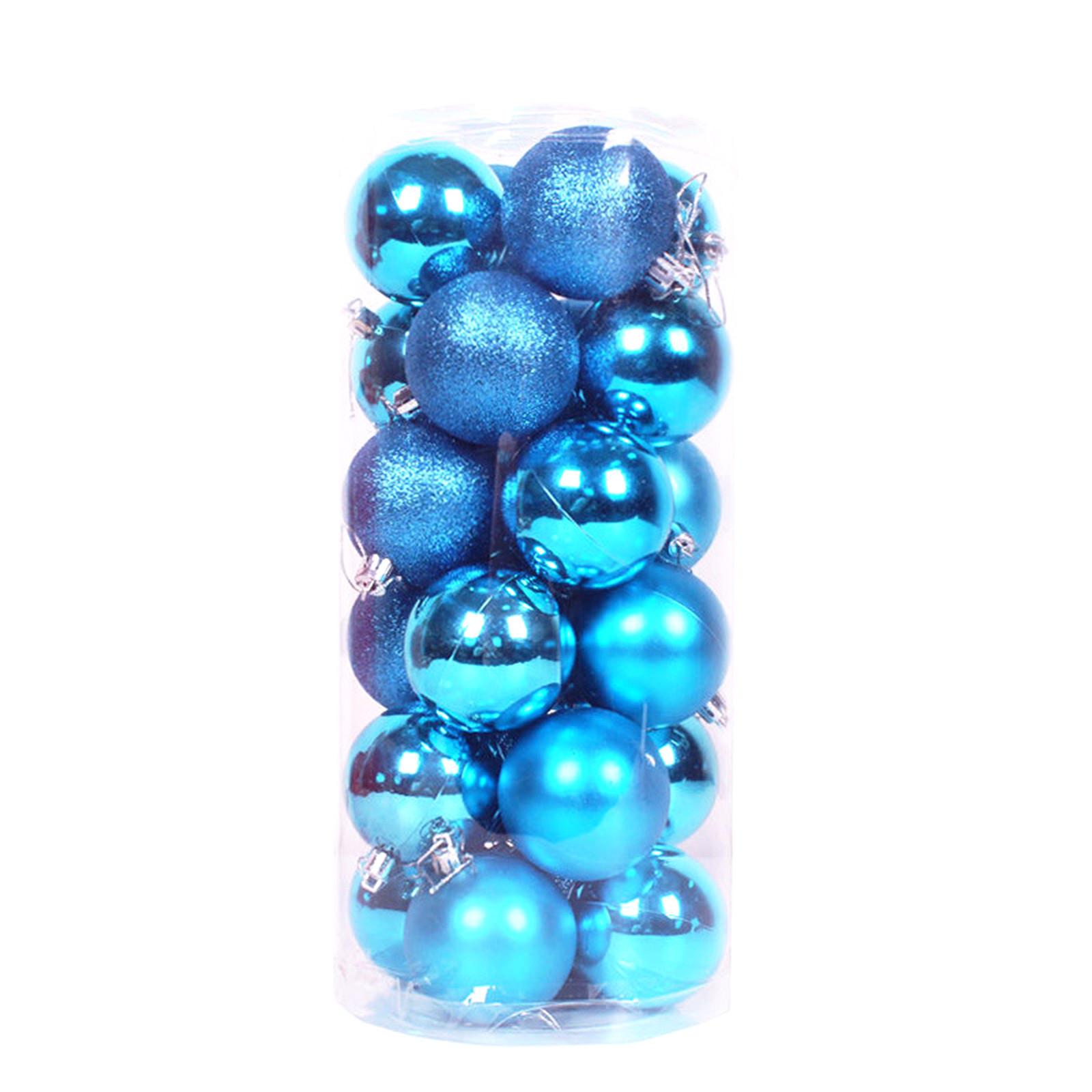3cm 24 Pack Christmas Ornaments Shatterproof Plastic Balls Glossy Matte Glitter Finish Holiday Tree Decorations One Size синий