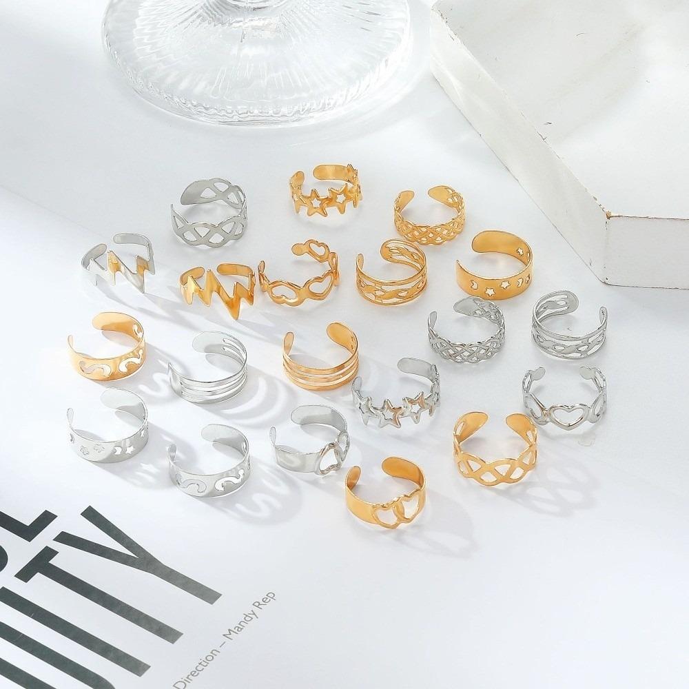 10Pcs Silver/Gold Women Foot Rings Alloy Summer Beach Jewelry Toe Rings Set  Summer Season for Women