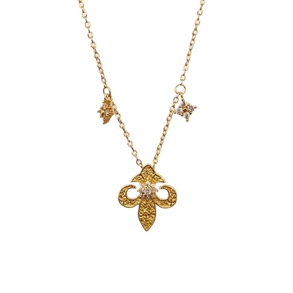 French Medieval Vintage Crushed Ice Ice Iris Necklace High Sense Niche Set Cnc Craft Meter Collarbone Chain Women