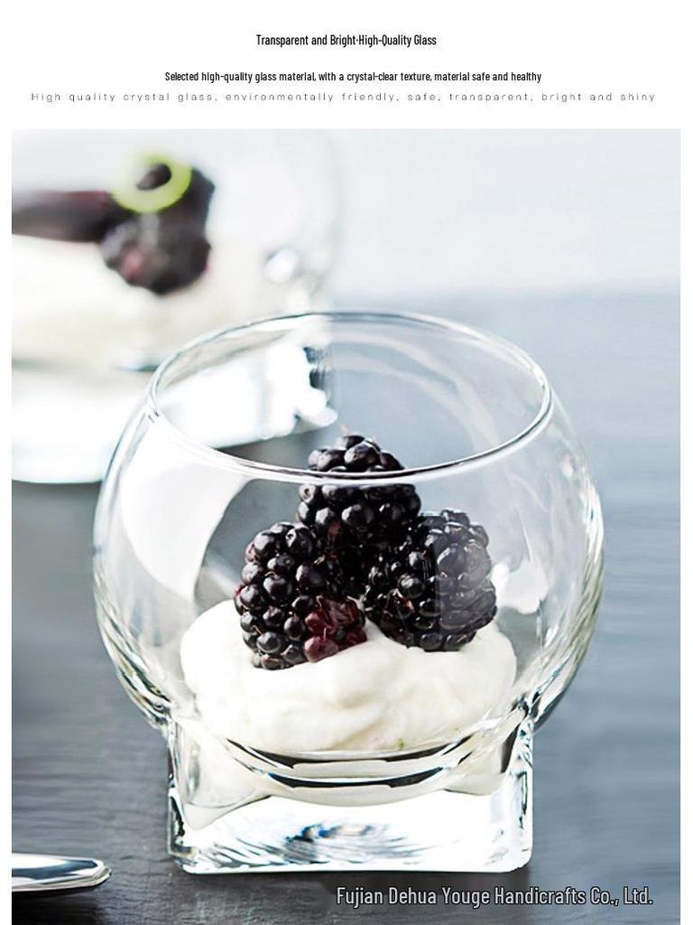Clara Creative Glass Dessert Cup - Lead-Free Pudding, Yogurt, Ice Cream, Waffle & More