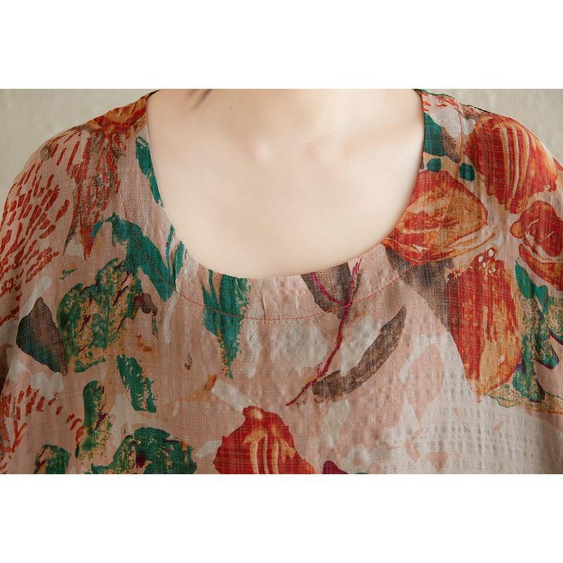 Dimanaf 2025 Plus Size Dress Women Summer Elegant Long Floral Printing Dress Loose Casual Vintage Dress Maxi