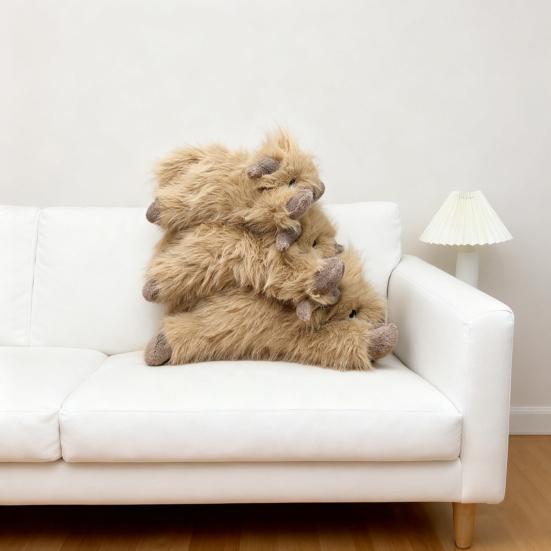 Highland Cow Plush Toy Long Hair Scottish Cattle Stuffed Animal Soft Cuddly Farm Decor for Kids Collectors