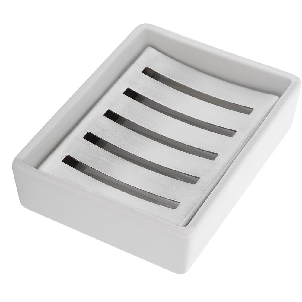 304 Stainless Steel Soap Case Holder Ceramic Soap Container for Bathroom Kitchen Use