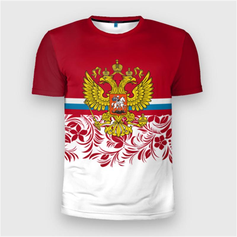 Fashion Russia Flag Badge T-shirt For Men's Clothing Short Sleeve T Shirts 3d Print Cool Pattern Street Trend Man Tee Top