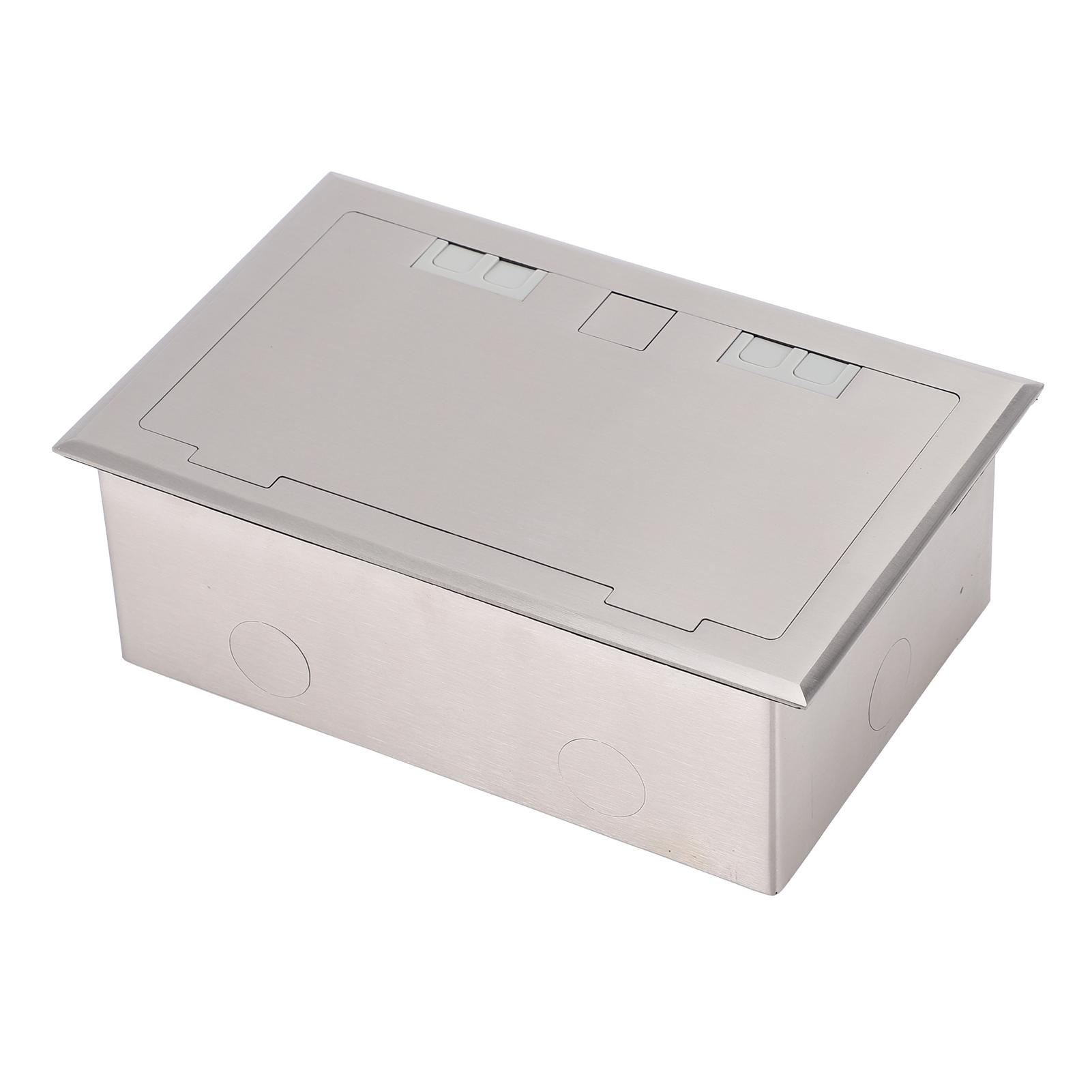 Koogeelife Recessed Floor Socket 3 Gang 2 Prong Power Outlets Stainless Steel Lid Electrical Receptacle Box Kit 4Kw