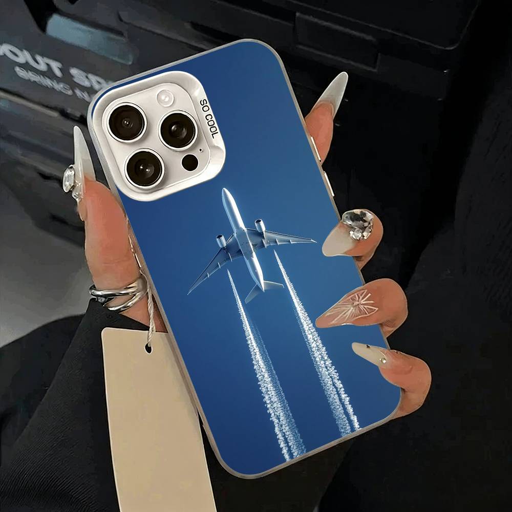 Aircraft & Sky Phone Case For iPhone 17,16,15,14,13,12,11 Plus,Pro Max,XS,white Silver Phone Case