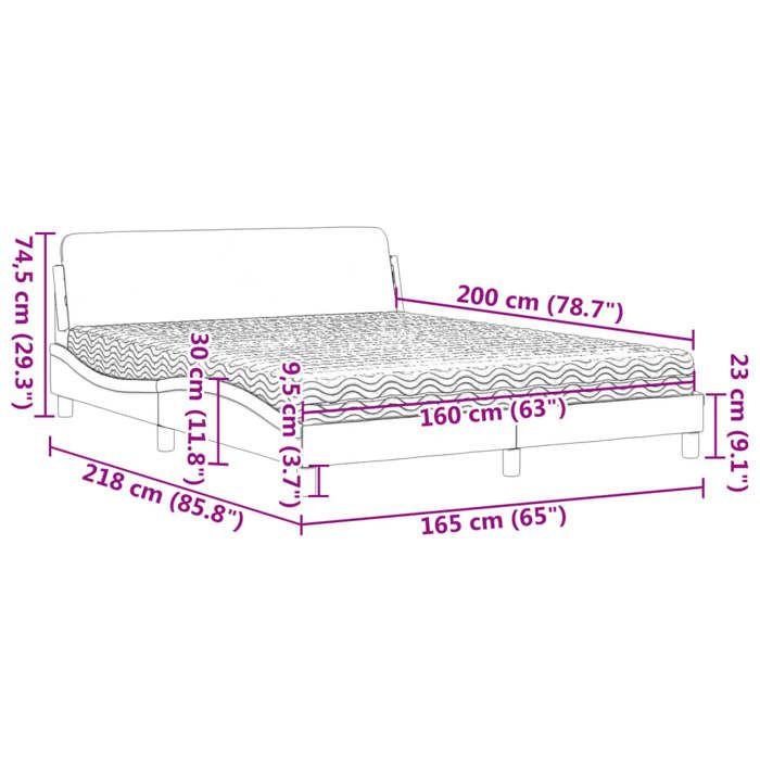 VidaXL Lit avec matelas gris clair 160x200 cm velours 3208431