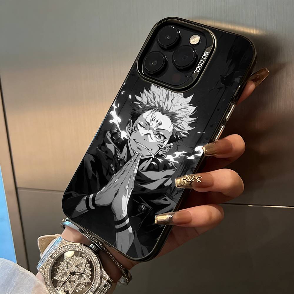 Popular-Anime--Jujutsu -Kaisen Phone Case For iPhone 17,16,15,14,13,12,11 Plus Pro Max Colored Silver Phone Case
