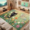 Cat Theme Crystal Velvet Floor Rug Personalized Custom Name Text Warm Carpet Home Decoration