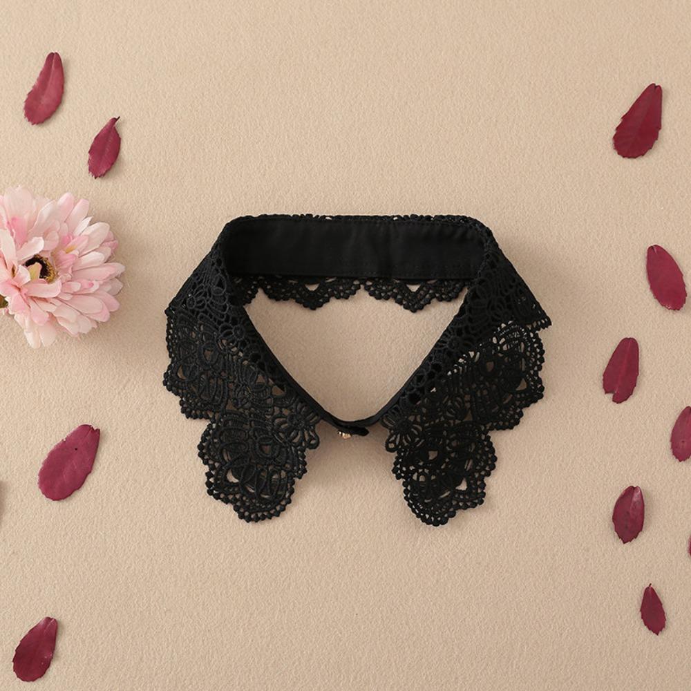 Schwarz Weiß Falscher Kragen Spitze Floral Hochzeitskleid Accessoire Mode Dekoration Kragen