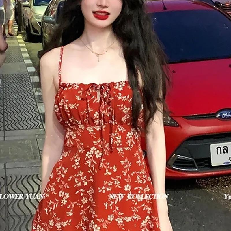 

Платье с цветочным принтом на подтяжках для детей, летнее, повседневное, без рукавов XXL