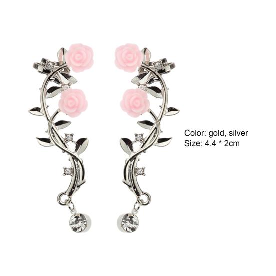 Boucles d'oreilles Magnifiques Boucles d'oreilles Grimpantes Rampantes Rose Fleur Branche