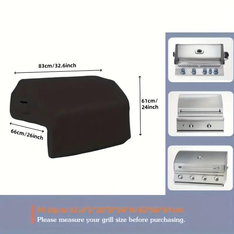 1pc Grill Cover - Built-in Outdoor BBQ Top Cover, L-Shaped Heavy-Duty Breathable Dustproof Grill Cover with Handle