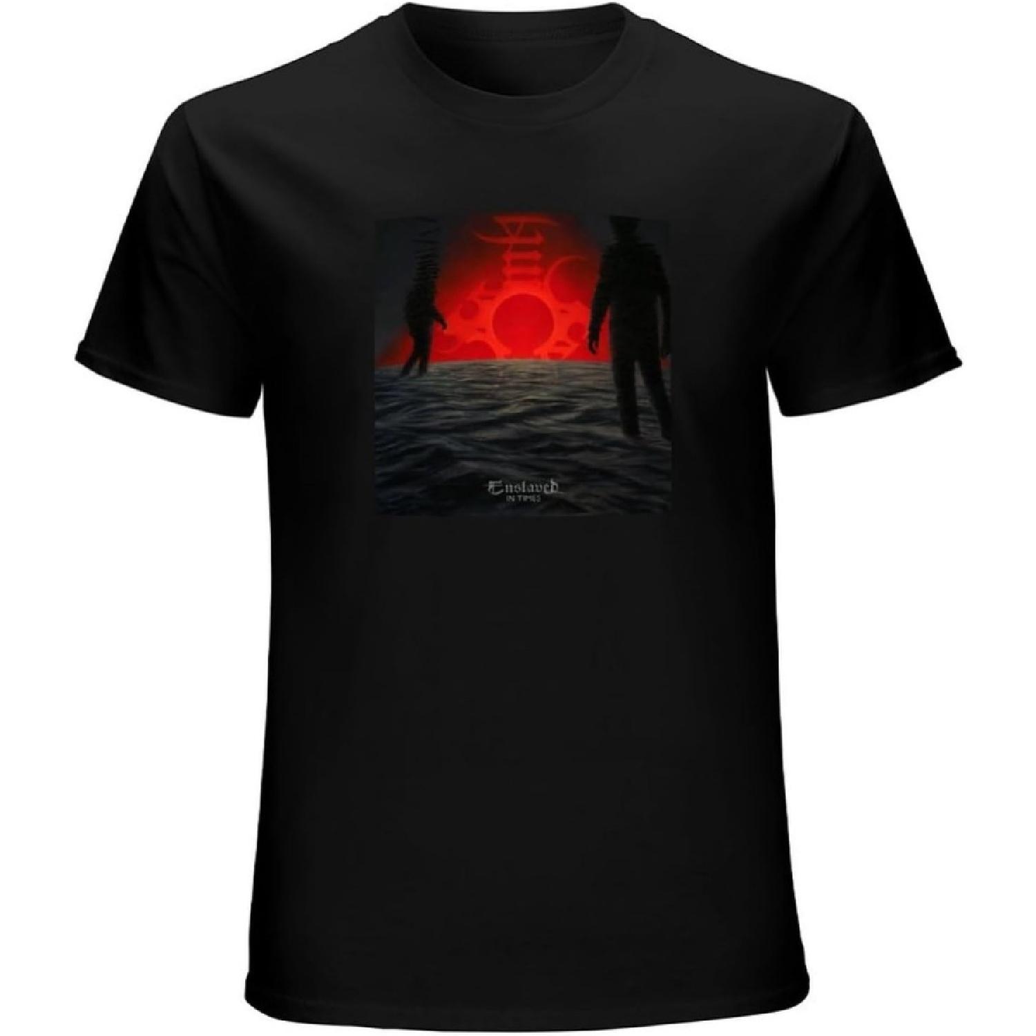 BAI HUA TREE Mens in Times Enslaved Black Band T Shirt Printing Black S