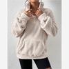 Women's High Neck Long Sleeve Loose Fit Fleece Half Zip Pullover Sweatshirt Autumn Commuter Wear