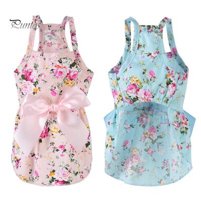 Domácí pes kočka jaro léto květinový potisk bavlna roztomilé šaty kostým oblečení